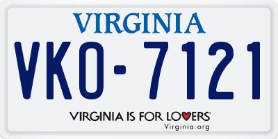 VA license plate VKO7121