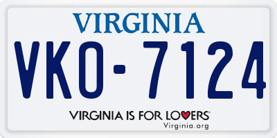VA license plate VKO7124