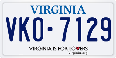 VA license plate VKO7129