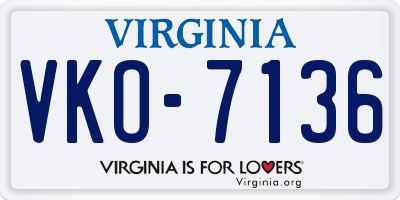VA license plate VKO7136