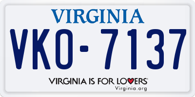 VA license plate VKO7137