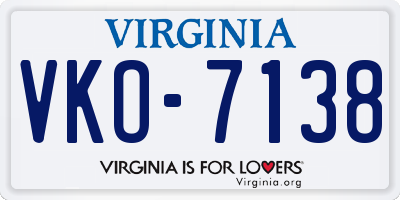 VA license plate VKO7138
