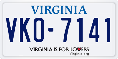 VA license plate VKO7141