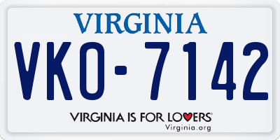 VA license plate VKO7142