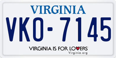 VA license plate VKO7145