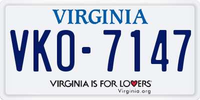 VA license plate VKO7147
