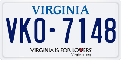 VA license plate VKO7148