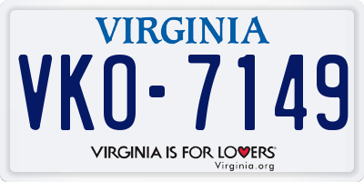VA license plate VKO7149