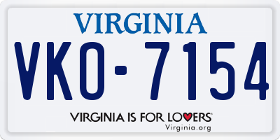 VA license plate VKO7154