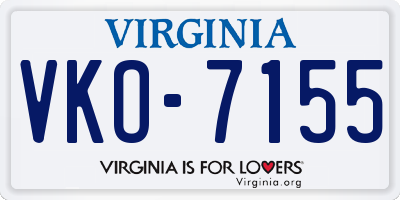 VA license plate VKO7155