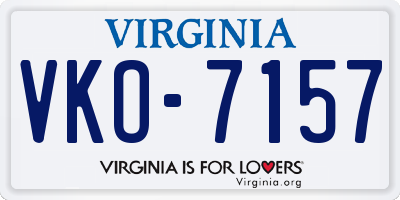 VA license plate VKO7157