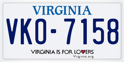 VA license plate VKO7158