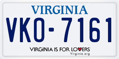 VA license plate VKO7161