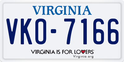 VA license plate VKO7166