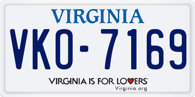 VA license plate VKO7169