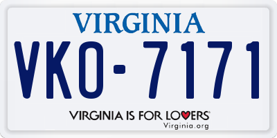 VA license plate VKO7171