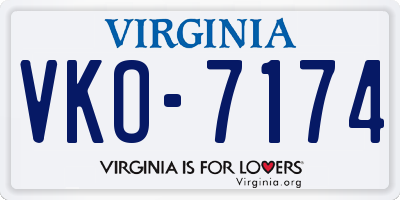 VA license plate VKO7174