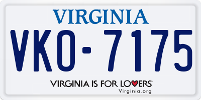 VA license plate VKO7175