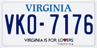 VA license plate VKO7176