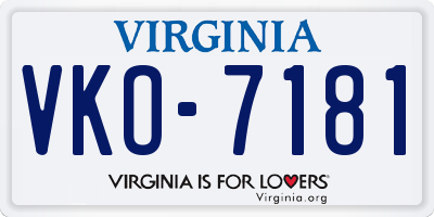 VA license plate VKO7181