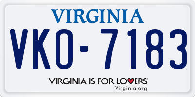 VA license plate VKO7183