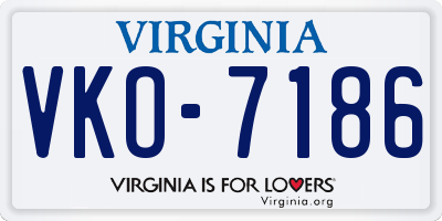 VA license plate VKO7186