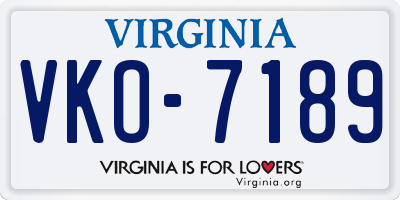 VA license plate VKO7189