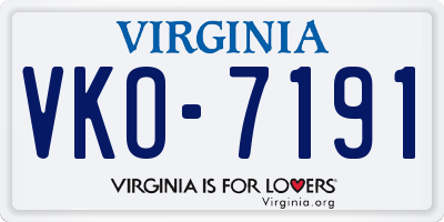 VA license plate VKO7191