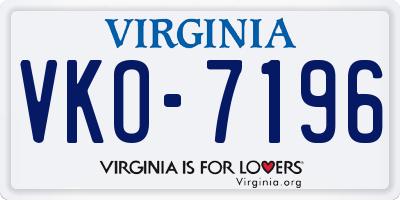 VA license plate VKO7196
