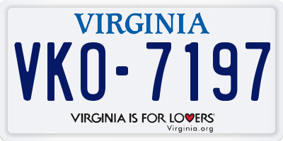 VA license plate VKO7197
