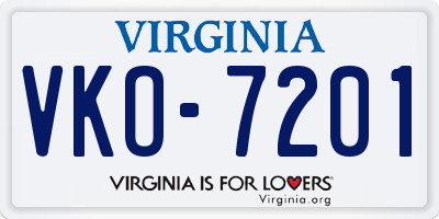 VA license plate VKO7201