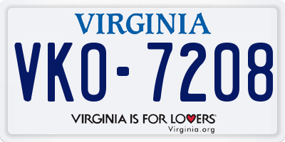 VA license plate VKO7208
