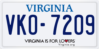 VA license plate VKO7209