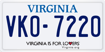 VA license plate VKO7220