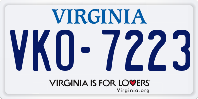 VA license plate VKO7223