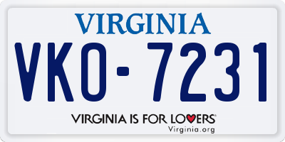 VA license plate VKO7231