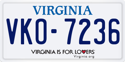 VA license plate VKO7236