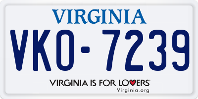 VA license plate VKO7239