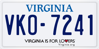 VA license plate VKO7241