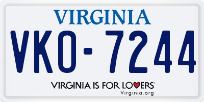 VA license plate VKO7244