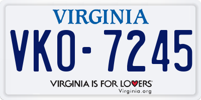 VA license plate VKO7245
