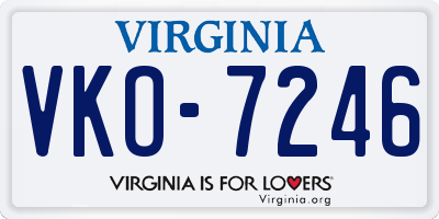 VA license plate VKO7246