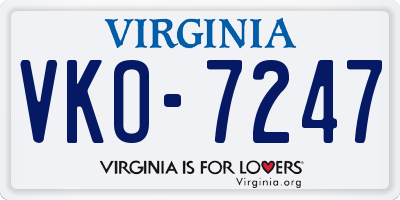 VA license plate VKO7247