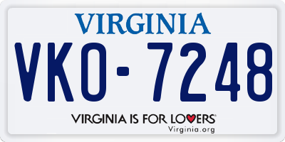 VA license plate VKO7248