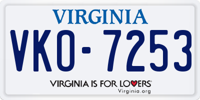 VA license plate VKO7253