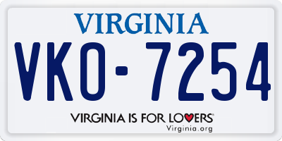 VA license plate VKO7254