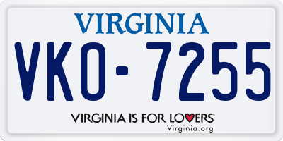 VA license plate VKO7255