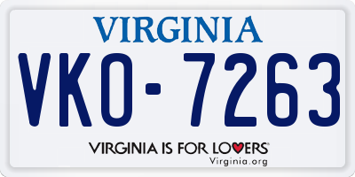 VA license plate VKO7263
