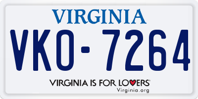 VA license plate VKO7264