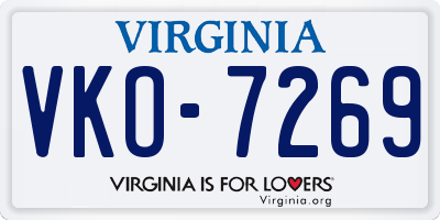 VA license plate VKO7269